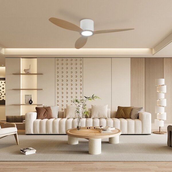 ZEVENTI - LED stropný ventilátor VENTORA LED/24W/230V Wi-Fi Tuya biela/dub + diaľkový ovládač