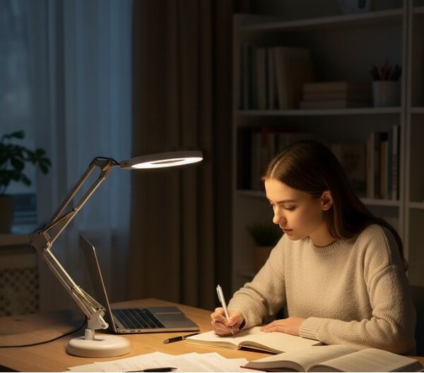 LED stmievateľná stolová lampa s lupou 2 v 1 AURIQ LOUPE LED/10W/5V 3000/4000/6500K biela