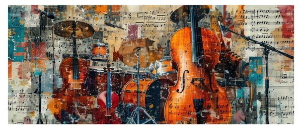 Obraz - Hudobné nástroje (120x50 cm)