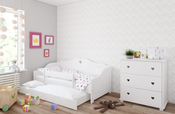 Raj posteli Detská posteľ Srdce PW 200x90 cm 200x90 cm biela, sivo-biela
