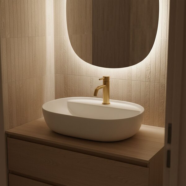Rea Aura 51, umývadlo na dosku 505x385x135 mm, biela matná, REA-U7340