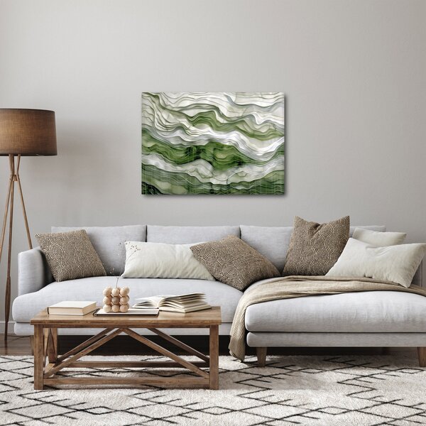 Obraz - Zelenobiele vlnky (70x50 cm)