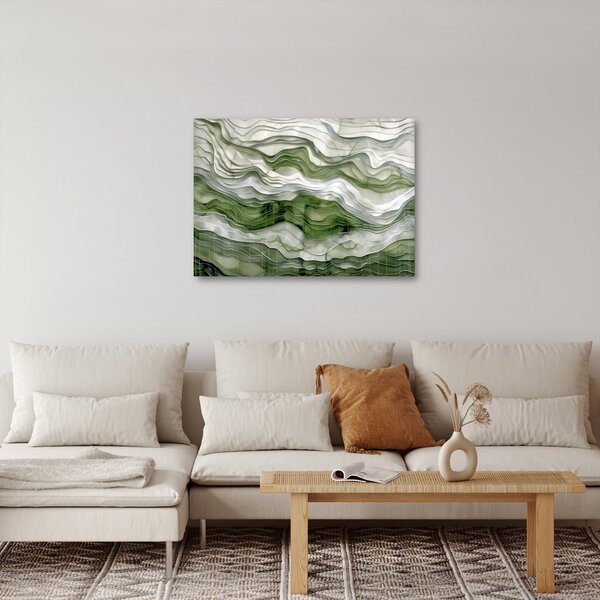 Obraz - Zelenobiele vlnky (70x50 cm)