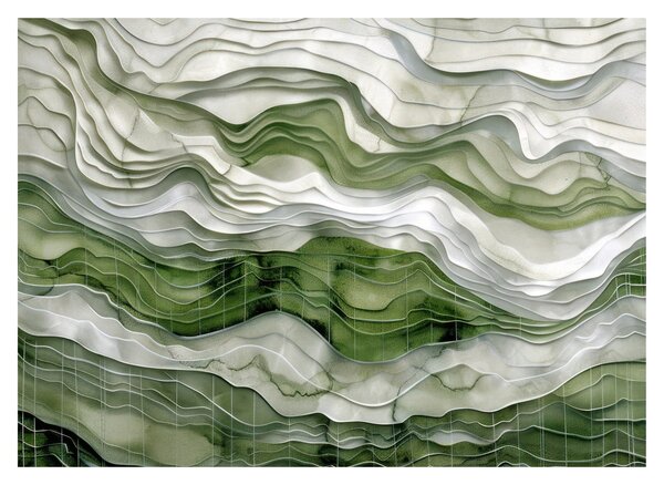 Obraz - Zelenobiele vlnky (70x50 cm)