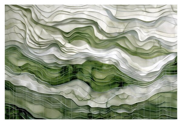 Obraz - Zelenobiele vlnky (90x60 cm)