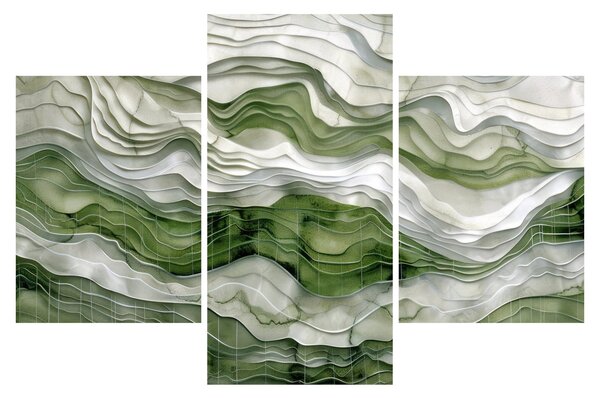 Obraz - Zelenobiele vlnky (90x60 cm)