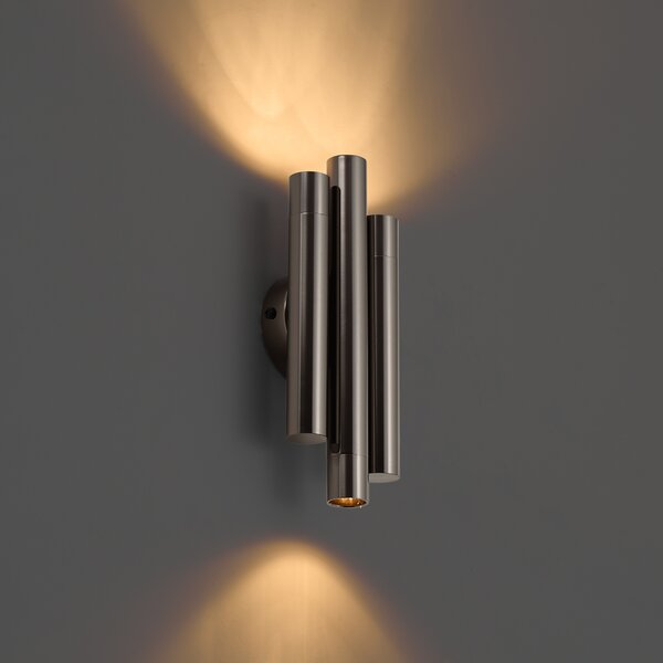 Retro nástenná lampa antracitová 3-svetelná - Pipes