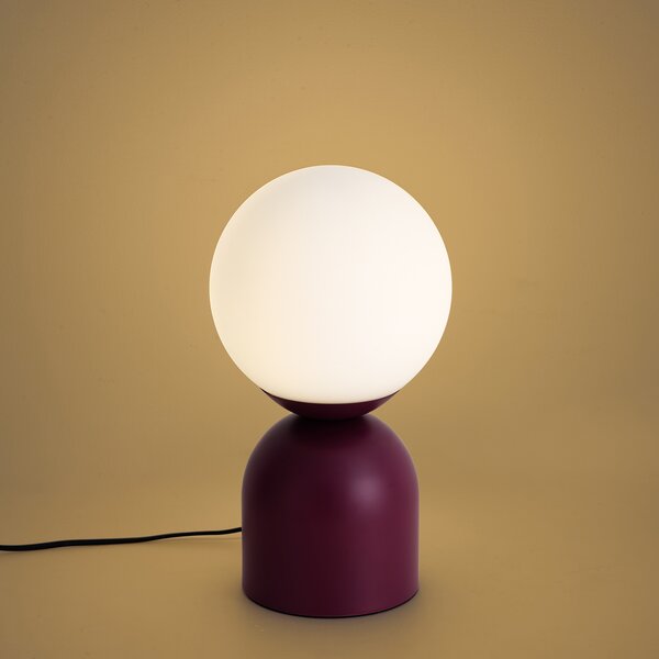Hotelovo elegantná stolná lampa fialová s opálovým sklom - Pallon Trend