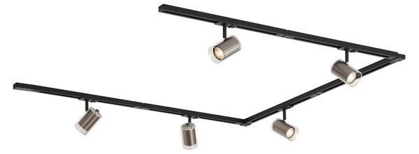 Moderný čierny 1-fázový koľajnicový systém s 5 reflektormi vo farbe gunmetal - Iconic Lloyd
