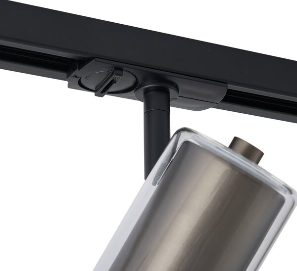 Moderný čierny 1-fázový koľajnicový systém s 5 reflektormi vo farbe gunmetal - Iconic Lloyd