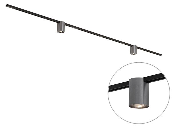 Moderný koľajnicový systém čierny s 2 reflektormi gunmetal 1-fázový - Iconic Rondoo Up
