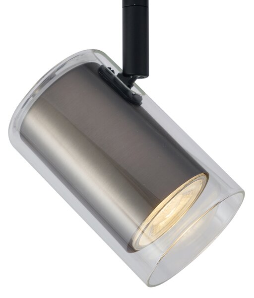 Moderný čierny 1-fázový koľajnicový systém s 5 reflektormi vo farbe gunmetal - Iconic Lloyd
