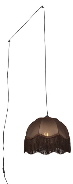 Cavalux Pendant Lamp: Black Fitting, Brown Shade with White Interior, and Plug - 31.5cm