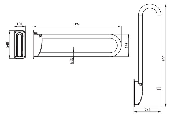 Deante Vital, nástenné sklopné kovové madlo 760 mm, oceľ kartáčovaná, NIV_041D