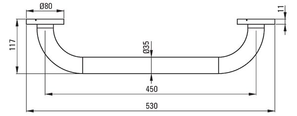 Deante Vital, nástenné kovové madlo 530 mm, oceľ kartáčovaná, NIV_041B