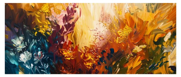 Obraz - Abstraktná maľba kvetov (120x50 cm)