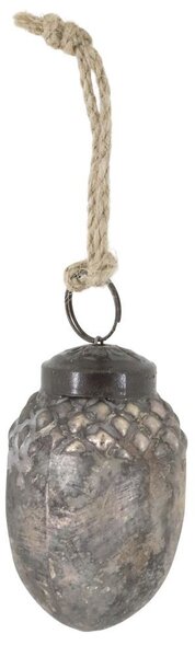 6ks mocca antik sklenená vianočná ozdoba šiška a žaluď - Ø 3,5*5,5 cm - Chic Antique