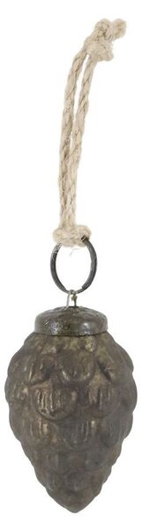 6ks zelená antik sklenená vianočná ozdoba šiška a žaluď - Ø 3,5*5,5 cm - Chic Antique