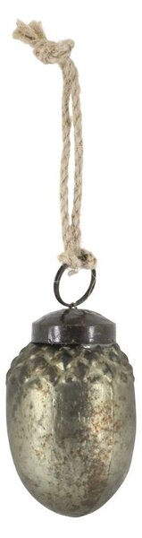 6ks zelená antik sklenená vianočná ozdoba šiška a žaluď - Ø 3,5*5,5 cm - Chic Antique