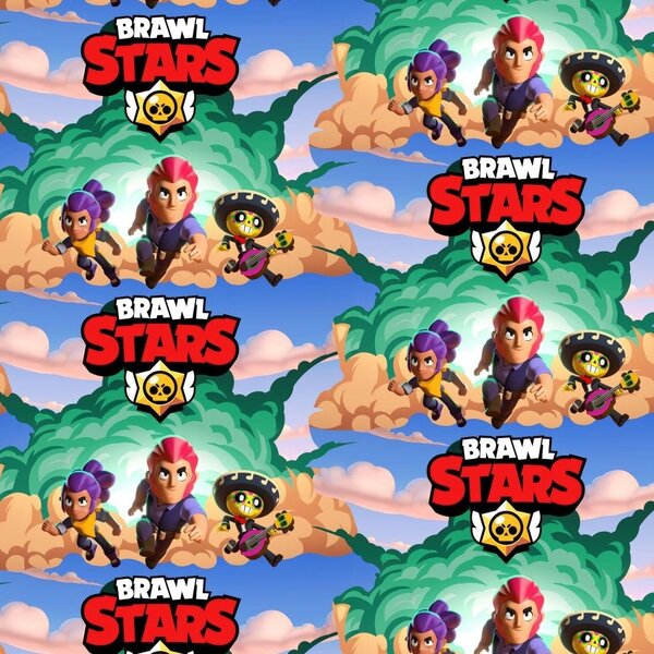 Metráž Teplákovina digital - Brawl Stars - Zeleno modrá