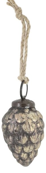 6ks mocca antik sklenená vianočná ozdoba šiška a žaluď - Ø 3,5*5,5 cm - Chic Antique