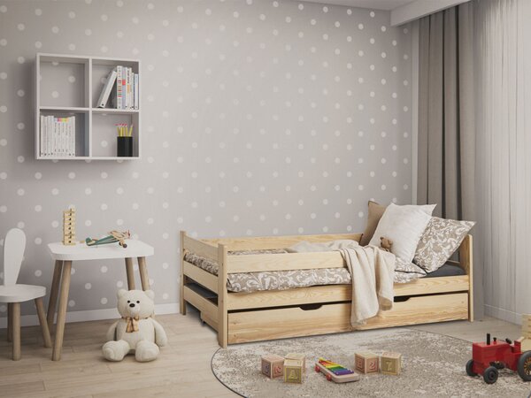 Detská drevená posteľ s úložným priestorom 160x80 Kubius - borovica