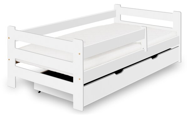 Detská drevená posteľ s úložným priestorom 140x80 Kubius - biela