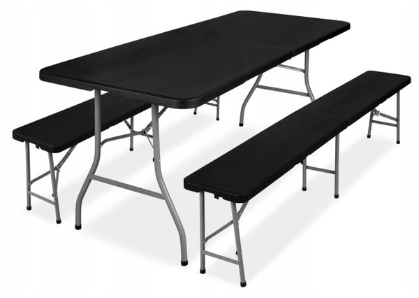 Turistický stolík s lavicami FETA čierny