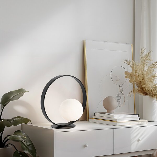 Stolové Lampa NOLA, Infinite, Čierna, Obývacia izba, Sklo, Moderný