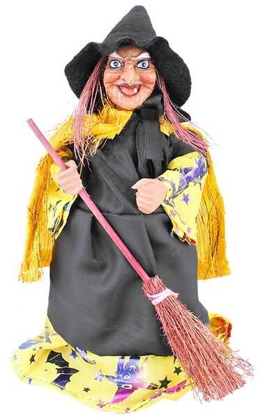 Bosorka s metlou 20cm (Bytová dekorácia na halloween)