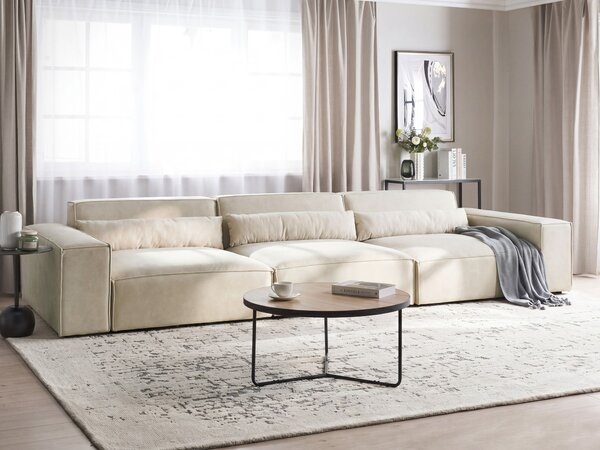 3-miestna modulárna pohovka béžová zamatové čalúnenie nohy zo syntetického materiálu minimalistický moderný štýl obývacia izba