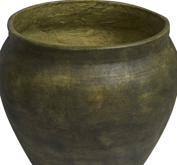 Kvetináč tmavozelený kameň zmes hliny a vlákien polyresin 54 x 54 x 49 cm okrúhly kvetináč do interiéru a exteriéru