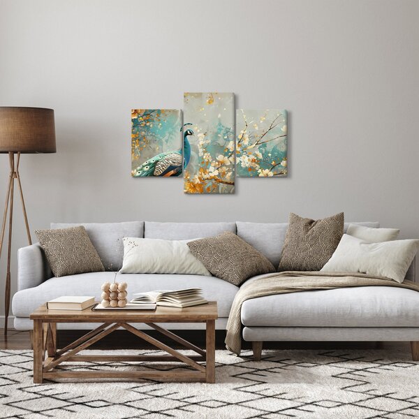 Obraz - Páv so zlatým dekorom (90x60 cm)