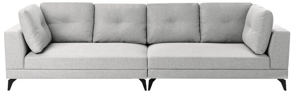 4-miestna pohovka sivá čalúnená umelý ľan vodoodpudivá čierne železné nohy moderná s vankúšmi