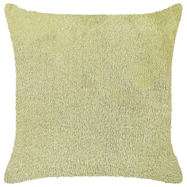 Dekoratívny vankúš zelený umelá kožušina polyester 45 x 45 cm bez vzoru jednofarebný štvorcový tvar boho štýl doplnky