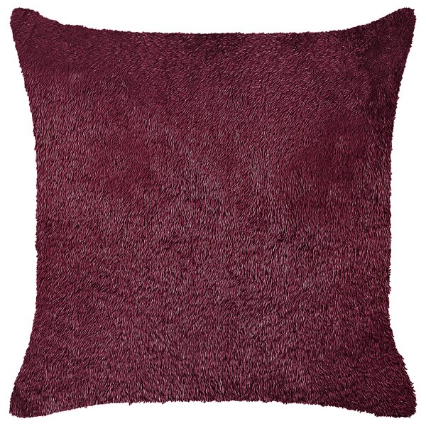Dekoratívny vankúš bordový umelá kožušina polyester 45 x 45 cm bez vzoru jednofarebný štvorcový tvar boho štýl doplnky