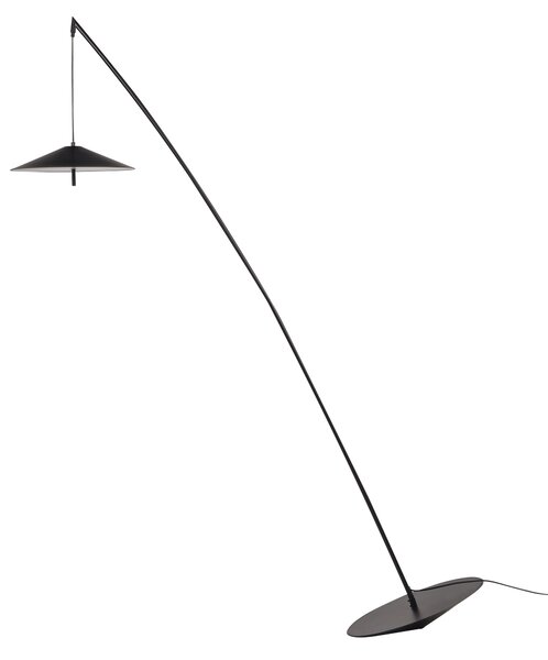 Stojaca lampa čierna kovová okrúhly podstavec kužeľové tienidlo naklápacia LED okolité osvetlenie moderný štýl obývačka