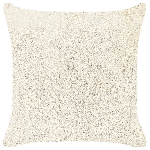 Dekoratívny vankúš svetlobéžový umelá kožušina polyester 45 x 45 cm bez vzoru jednofarebný štvorcový tvar boho štýl doplnky
