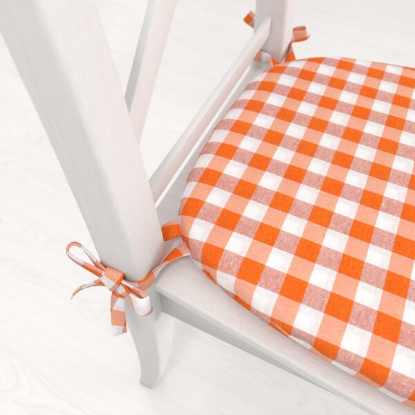 Biante Oblý podsedák Rebeka RE-005 Oranžovo-biela kocka stredná - 39x37x3 cm