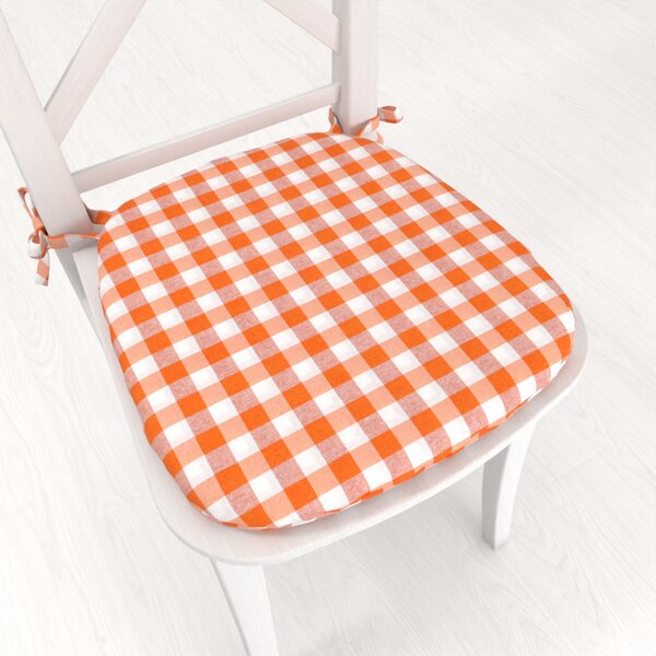 Biante Oblý podsedák Rebeka RE-005 Oranžovo-biela kocka stredná - 39x37x3 cm