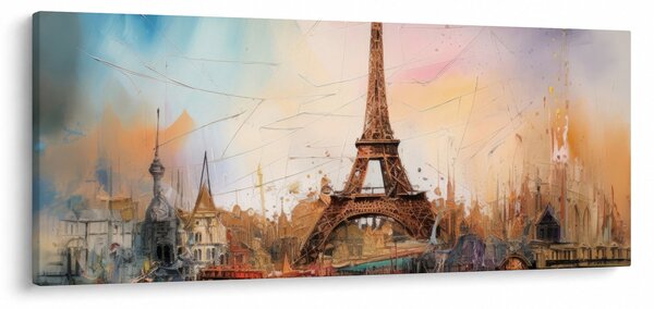Obraz - Maľba Eiffelovej veže (120x50 cm)