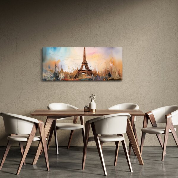 Obraz - Maľba Eiffelovej veže (120x50 cm)
