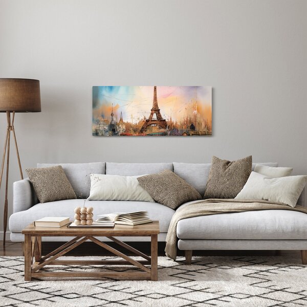Obraz - Maľba Eiffelovej veže (120x50 cm)