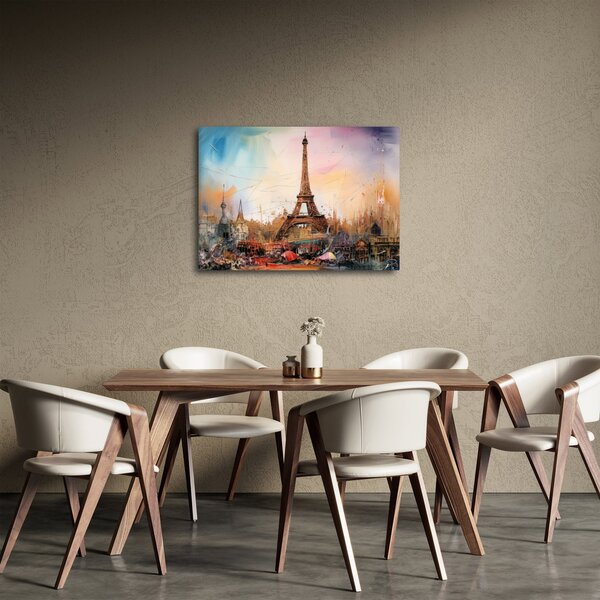 Obraz - Maľba Eiffelovej veže (70x50 cm)
