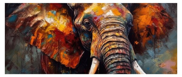 Obraz - Maľba slona (120x50 cm)