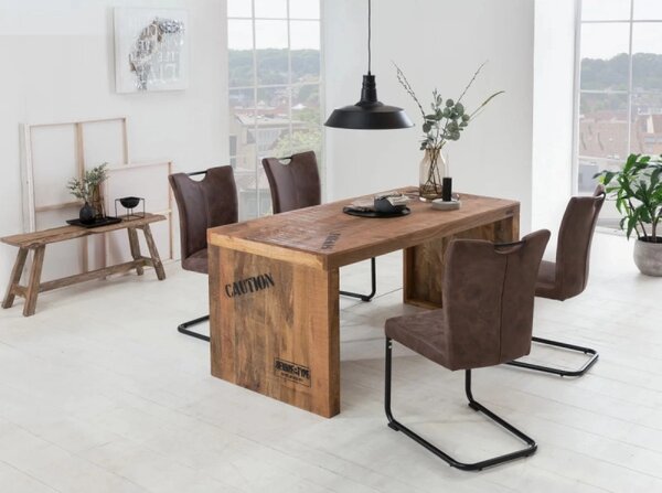Masívny písací stôl Hankey z mangového dreva, rustikálny matný lak, prírodný – 160×70×75 cm