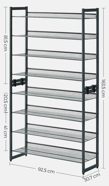 REGÁL NA TOPÁNKY, sivá, 92.5/163.5/30.7 cm Boxxx - Online Only drobný nábytok, Online Only