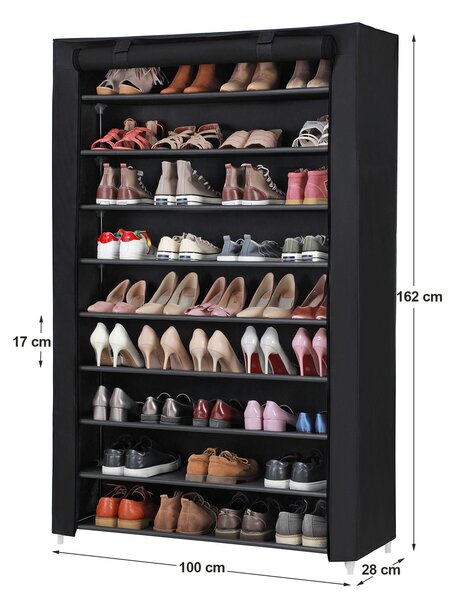 REGÁL NA TOPÁNKY, čierna, 100/162/28 cm Boxxx - Online Only drobný nábytok, Online Only