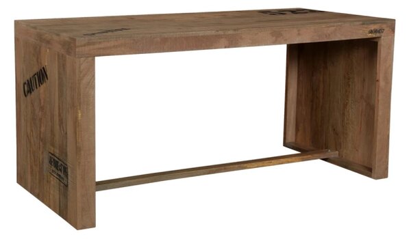Masívny písací stôl Hankey z mangového dreva, rustikálny matný lak, prírodný – 160×70×75 cm