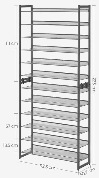 REGÁL NA TOPÁNKY, čierna, 92.5/223/30.7 cm Boxxx - Online Only drobný nábytok, Online Only